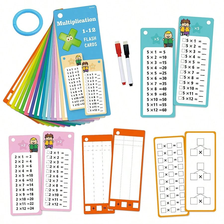 1 Set Children's Flash Cards Math Addition Subtraction Multiplication Division Practice Book Erasable Reusable Children's Learning Mental Calculation Training Cards School Training Math Textbook