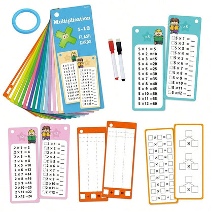 1 Set Children's Flash Cards Math Addition Subtraction Multiplication Division Practice Book Erasable Reusable Children's Learning Mental Calculation Training Cards School Training Math Textbook
