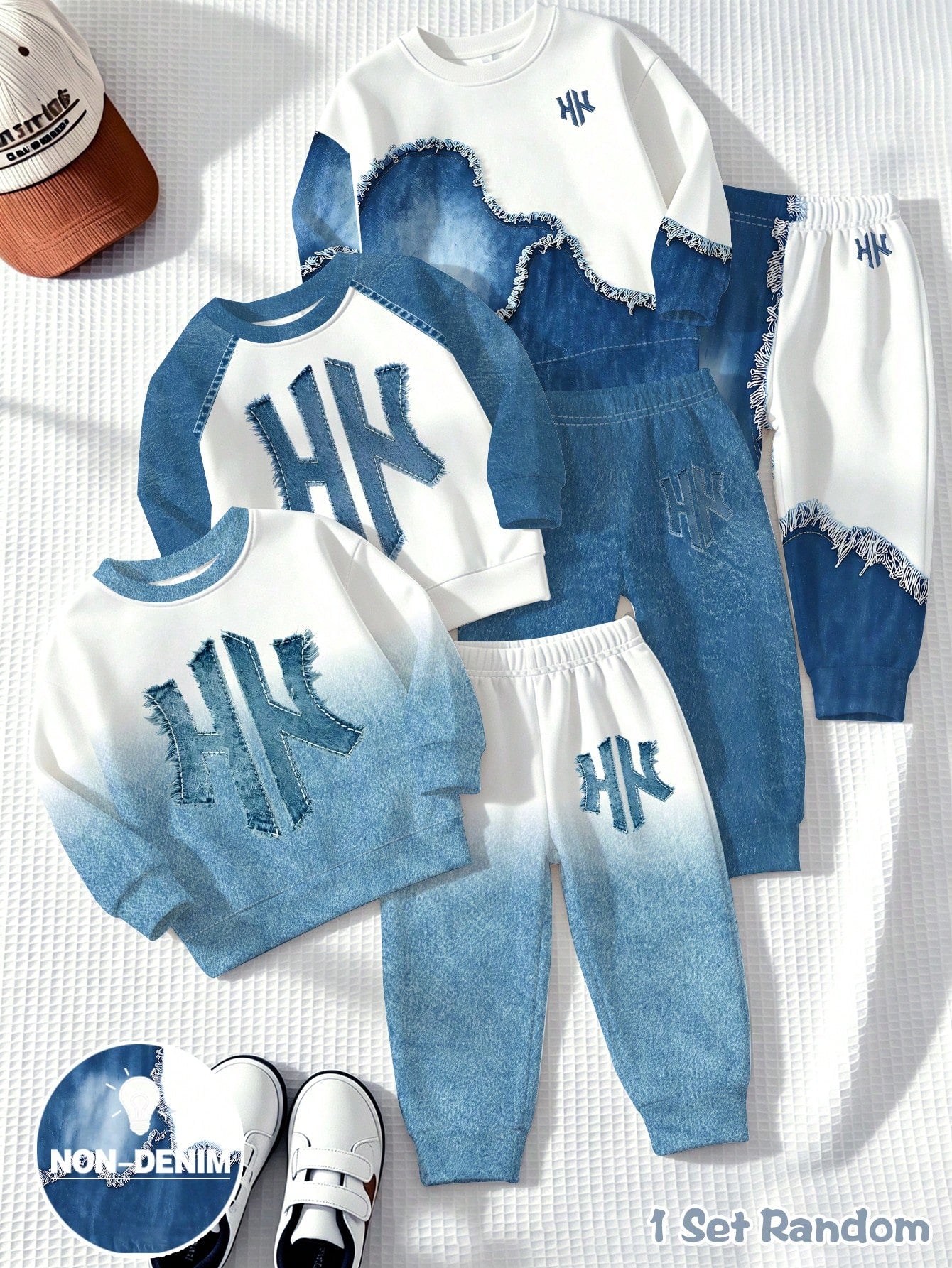 1 Set RANDO, Spring/Autumn New Baby Boys' Patchwork Pattern Crew Neck Sweatshirt And Long Pants Set, Fashionable Casual Versatile Outfit With Outstanding Style, Suitable For Daily Outings, School Comm