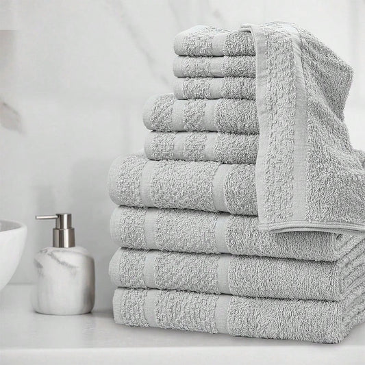 10/18 Piece 100% Cotton Towel Set- Contain Bath, Hand And Washcloths- Super Soft And Highly, Absorbent, Solid Towel Set For Bathroom, Hotels, Spa And Gym, Outdoor Sports, Golf Towel, Camping Towel