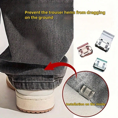 10/1pc Invisible Pant Leg Shortening Clips, Anti-Slip Pant Hem Clips, No-Sew Hidden Pant Leg Fixing Buckles, Anti-Curling Pant Hem Fixing Device, Pant Hem Fixing Clips, Perfect For Custom Clothing, Ca