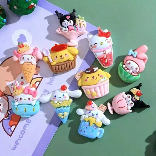 10/20pcs Sanrio Hello Kitty Jewelry Accessories, Cute DIY Beads Jewelry Materials, Suitable For Phone Cases, Cartoon Decoration Landscape Aquarium Ornaments