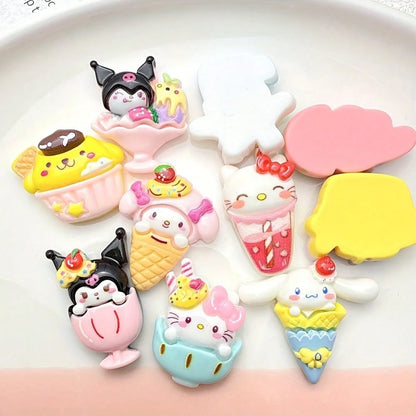 10/20pcs Sanrio Hello Kitty Jewelry Accessories, Cute DIY Beads Jewelry Materials, Suitable For Phone Cases, Cartoon Decoration Landscape Aquarium Ornaments