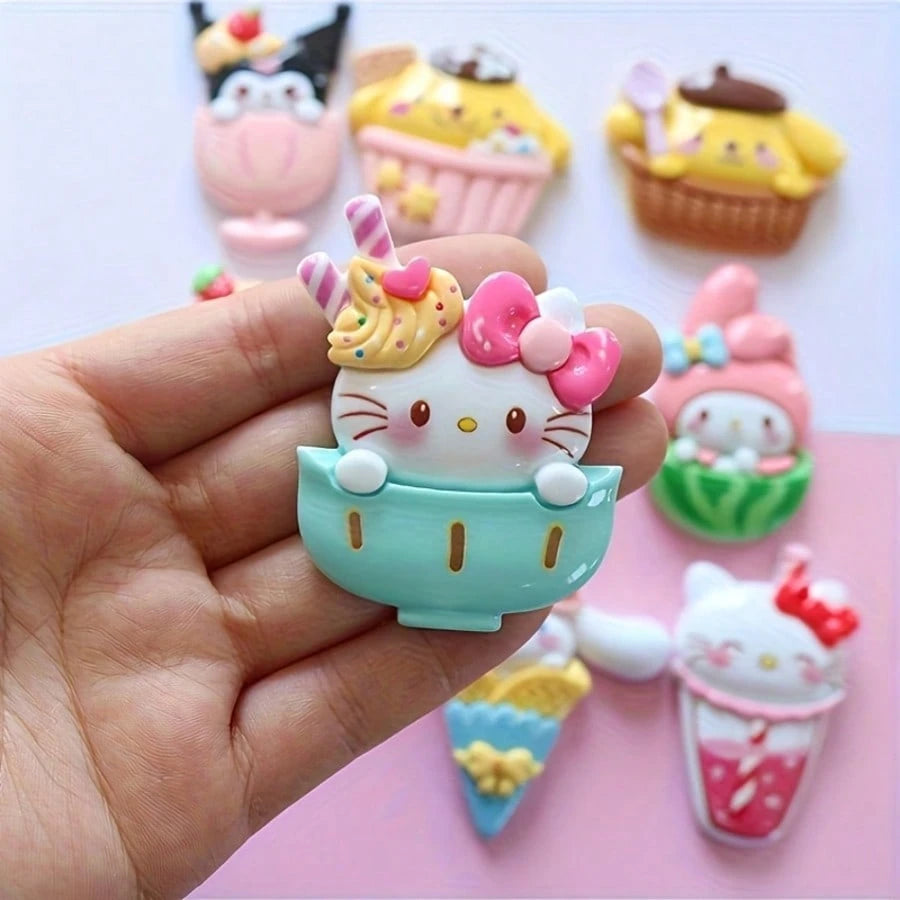 10/20pcs Sanrio Hello Kitty Jewelry Accessories, Cute DIY Beads Jewelry Materials, Suitable For Phone Cases, Cartoon Decoration Landscape Aquarium Ornaments