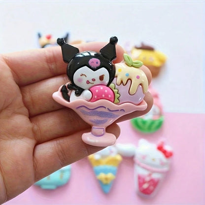 10/20pcs Sanrio Hello Kitty Jewelry Accessories, Cute DIY Beads Jewelry Materials, Suitable For Phone Cases, Cartoon Decoration Landscape Aquarium Ornaments
