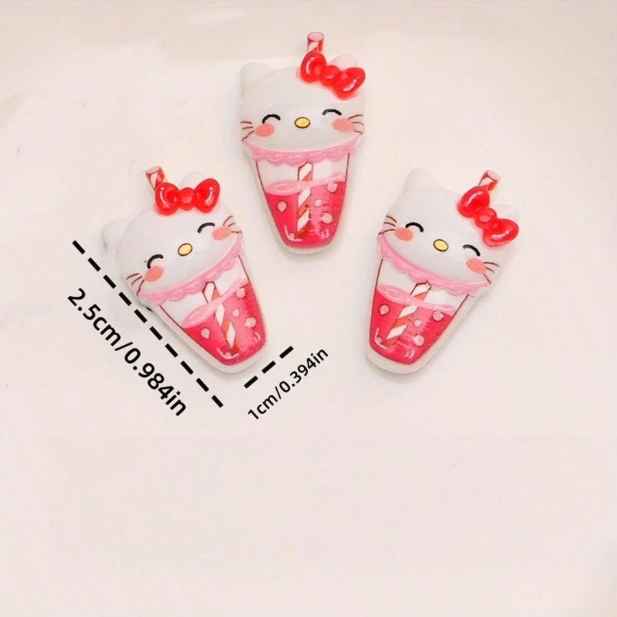 10/20pcs Sanrio Hello Kitty Jewelry Accessories, Cute DIY Beads Jewelry Materials, Suitable For Phone Cases, Cartoon Decoration Landscape Aquarium Ornaments