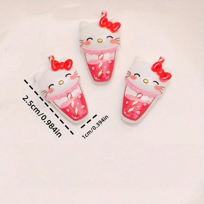 10/20pcs Sanrio Hello Kitty Jewelry Accessories, Cute DIY Beads Jewelry Materials, Suitable For Phone Cases, Cartoon Decoration Landscape Aquarium Ornaments