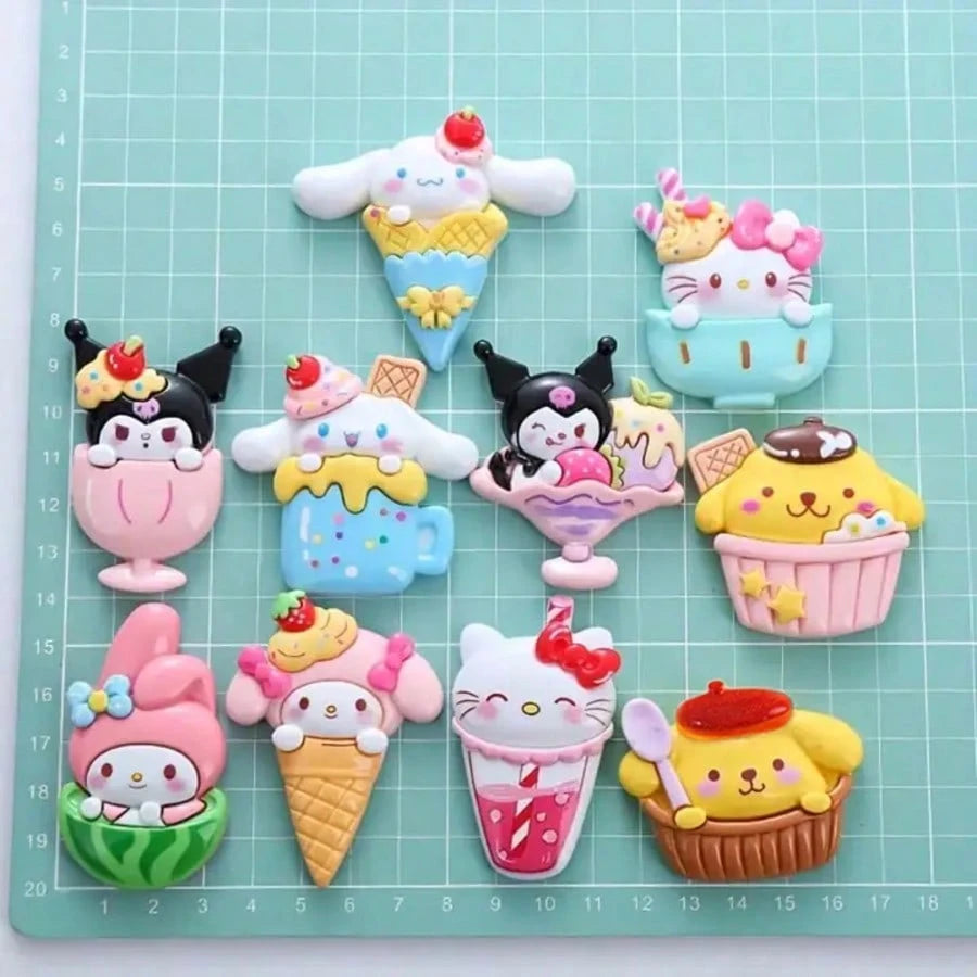 10/20pcs Sanrio Hello Kitty Jewelry Accessories, Cute DIY Beads Jewelry Materials, Suitable For Phone Cases, Cartoon Decoration Landscape Aquarium Ornaments