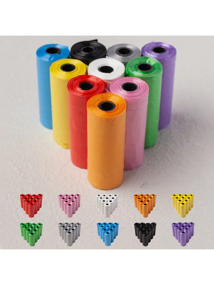 10 Rolls (150pcs) Solid Color Pet Waste Bags, Suitable For Cat/Dog Poop Cleaning And Sanitary Supplies