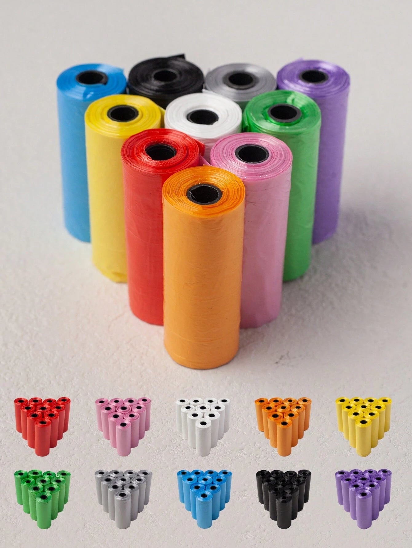 10 Rolls (150pcs) Solid Color Pet Waste Bags, Suitable For Cat/Dog Poop Cleaning And Sanitary Supplies