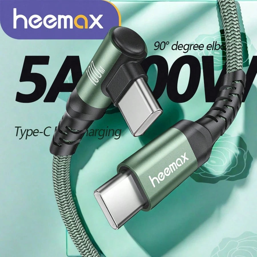 [100W Fast Charging Cable]100W Type-C To Type-C Fast Charging Cable, 90° Bend, Compatible With 15 Pro/Pro Max/Plus, Pro/Air5, And Other Models, Length Options 3.3ft/6.6ft/10ft, Compatible With Iphone