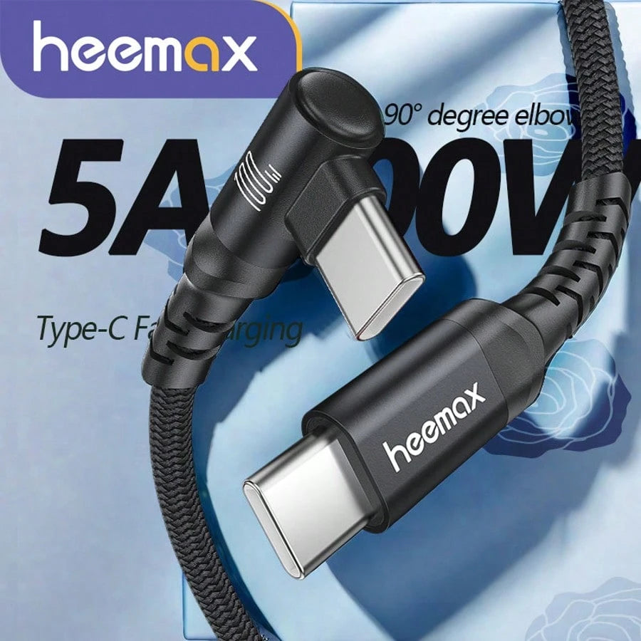 [100W Fast Charging Cable]100W Type-C To Type-C Fast Charging Cable, 90° Bend, Compatible With 15 Pro/Pro Max/Plus, Pro/Air5, And Other Models, Length Options 3.3ft/6.6ft/10ft, Compatible With Iphone