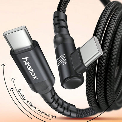 [100W Fast Charging Cable]100W Type-C To Type-C Fast Charging Cable, 90° Bend, Compatible With 15 Pro/Pro Max/Plus, Pro/Air5, And Other Models, Length Options 3.3ft/6.6ft/10ft, Compatible With Iphone