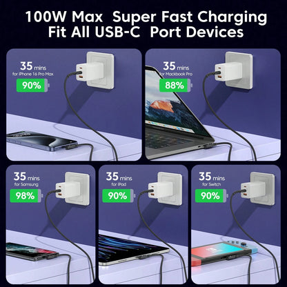 [100W Fast Charging Cable]100W Type-C To Type-C Fast Charging Cable, 90° Bend, Compatible With 15 Pro/Pro Max/Plus, Pro/Air5, And Other Models, Length Options 3.3ft/6.6ft/10ft, Compatible With Iphone