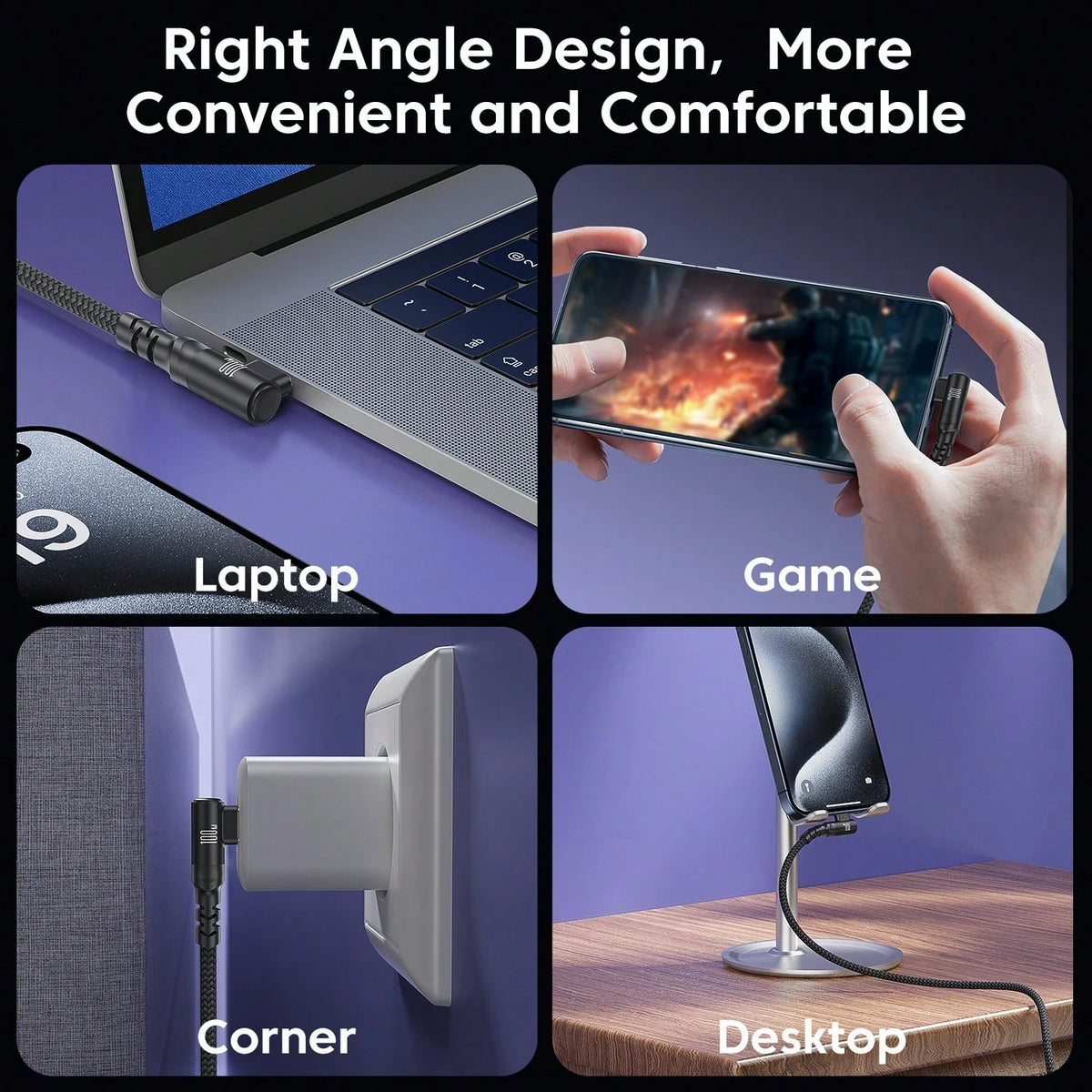 [100W Fast Charging Cable]100W Type-C To Type-C Fast Charging Cable, 90° Bend, Compatible With 15 Pro/Pro Max/Plus, Pro/Air5, And Other Models, Length Options 3.3ft/6.6ft/10ft, Compatible With Iphone