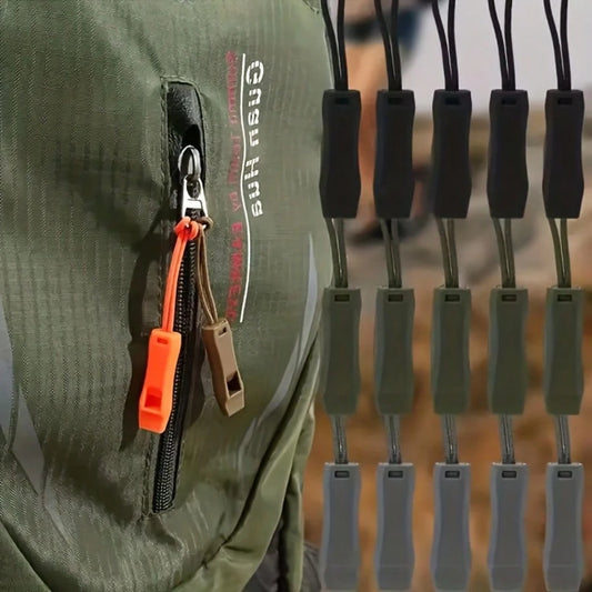 10pcs Outdoor Whistles, Portable Mini Whistles, Lanyard And Storage Bag Accessories, Referee Whistles, Signal Whistles, Zipper Whistles, Ideal Choice For Adventure Enthusiasts, Camping Gear And Access