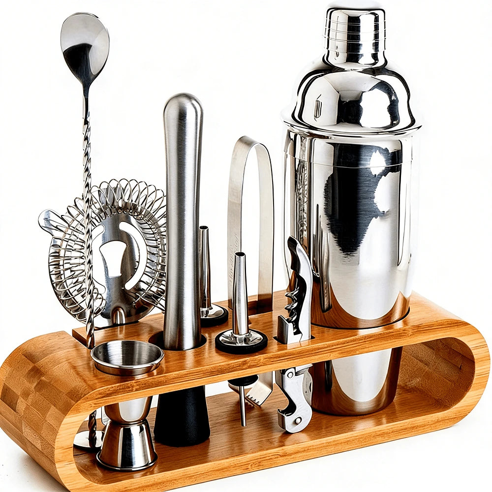 10pcs Stainless Steel Bartender Tools Set, Cocktail Shaker, Jigger, Muddler, Bar Accessories For Party Drink Mixer, Gift For Father