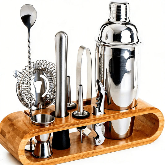 10pcs Stainless Steel Bartender Tools Set, Cocktail Shaker, Jigger, Muddler, Bar Accessories For Party Drink Mixer, Gift For Father