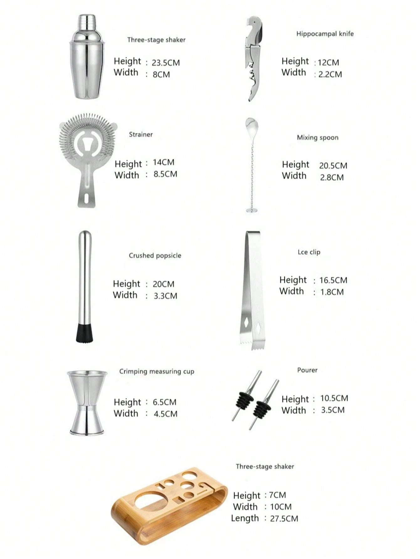 10pcs Stainless Steel Bartender Tools Set, Cocktail Shaker, Jigger, Muddler, Bar Accessories For Party Drink Mixer, Gift For Father
