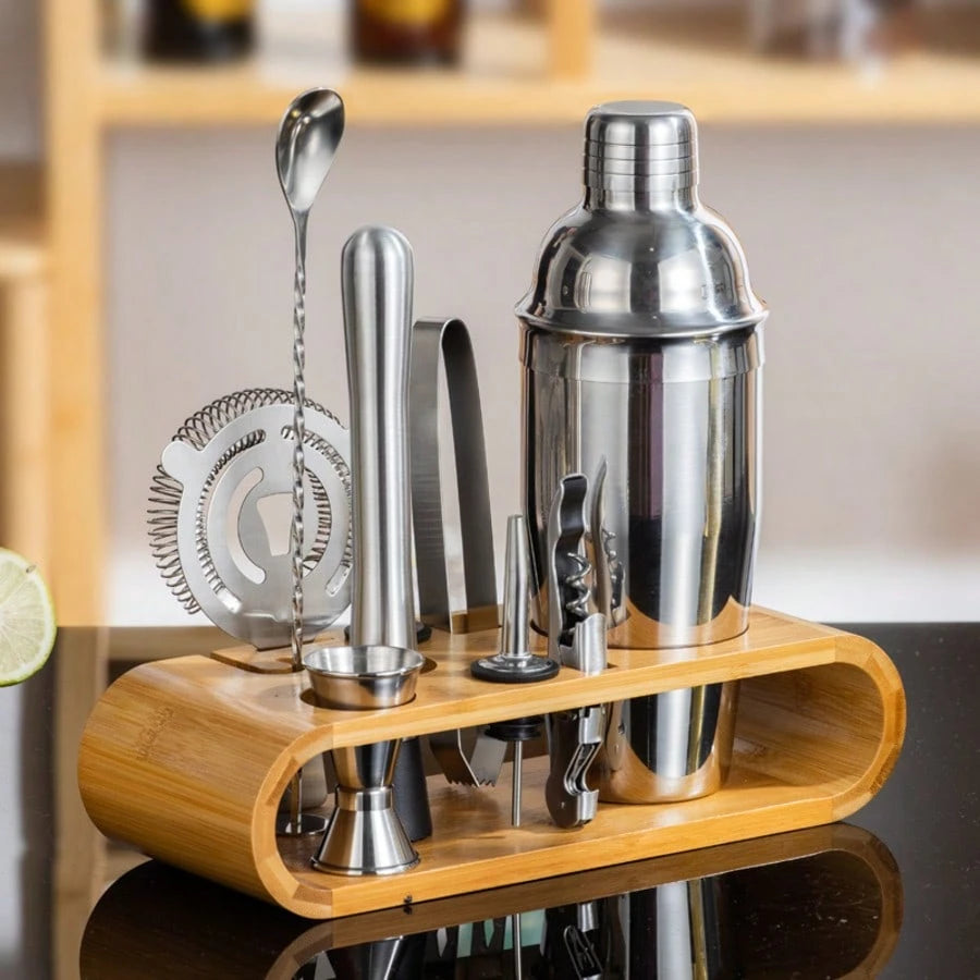 10pcs Stainless Steel Bartender Tools Set, Cocktail Shaker, Jigger, Muddler, Bar Accessories For Party Drink Mixer, Gift For Father