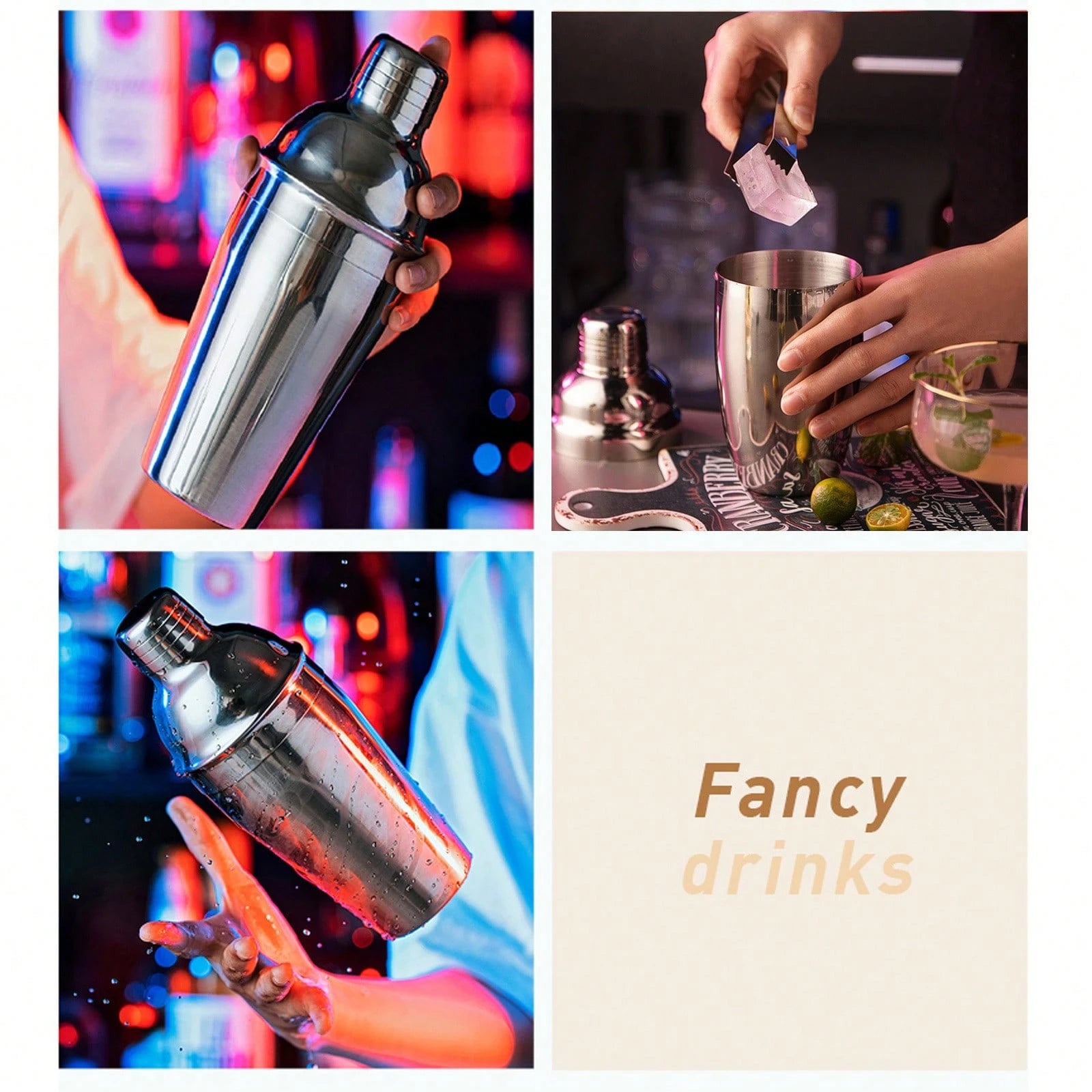 10pcs Stainless Steel Bartender Tools Set, Cocktail Shaker, Jigger, Muddler, Bar Accessories For Party Drink Mixer, Gift For Father