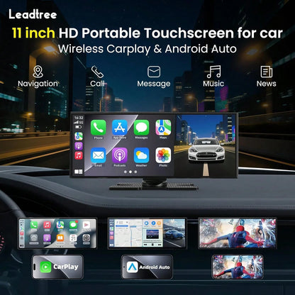 11.5INCH Double Din Car Stereo Wireless CarPlay Wireless Android Auto, Android 2+64G Touchscreen Car Radio Head Unit With Bluetooth 4.0, DSP, WiFi, HDCamera, Haudio