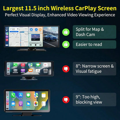 11.5INCH Double Din Car Stereo Wireless CarPlay Wireless Android Auto, Android 2+64G Touchscreen Car Radio Head Unit With Bluetooth 4.0, DSP, WiFi, HDCamera, Haudio