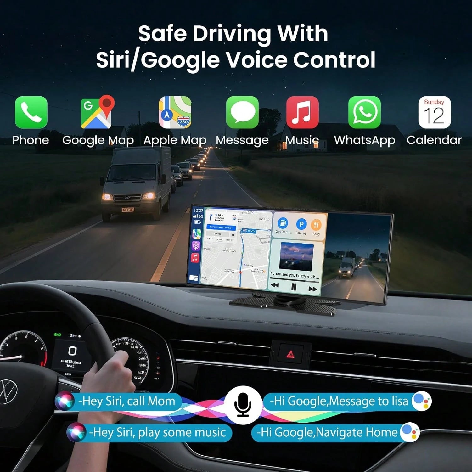 11.5INCH Double Din Car Stereo Wireless CarPlay Wireless Android Auto, Android 2+64G Touchscreen Car Radio Head Unit With Bluetooth 4.0, DSP, WiFi, HDCamera, Haudio