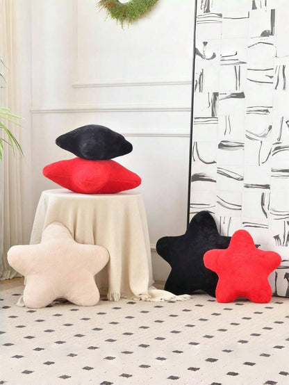 11.81"/15.74" Cute Star Shaped Throw Pillow, Soft Faux Fur Material, Christmas Decoration For Sofa, Bedroom, Living Room, Great Christmas Gift For Family And Friends
