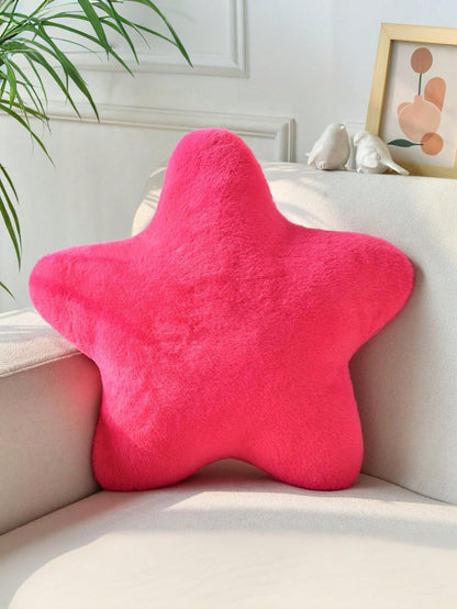 11.81"/15.74" Cute Star Shaped Throw Pillow, Soft Faux Fur Material, Christmas Decoration For Sofa, Bedroom, Living Room, Great Christmas Gift For Family And Friends