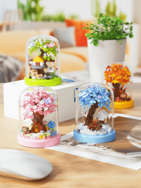 1100+Pcs Micro Particle Four Season Tree House Building Block Set For Adult Diy Fun, Home Decor, Gift Or Friends, Holidays.