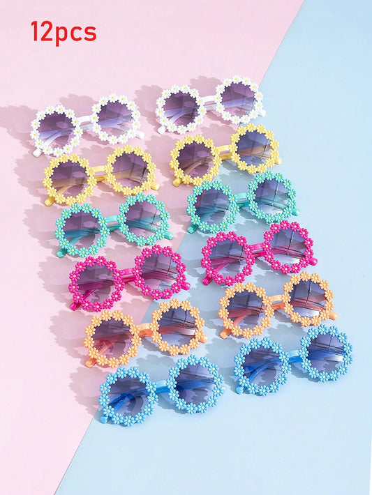 12 Pairs Of Cute Sunflower-Shaped Glasses For Boys, Girls, And Children; Stylish, Convenient, And Decorative; Perfect For Parties And Dances- Essential For Graduates. New Fashion Glasses For Teenager