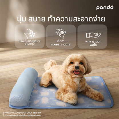 (สินค้าพร้อมส่ง 15 ก.ย.) pando เบาะเจลเย็นสำหรับสัตว์เลี้ยง รุ่น PillowDream Cool Bed-Sky