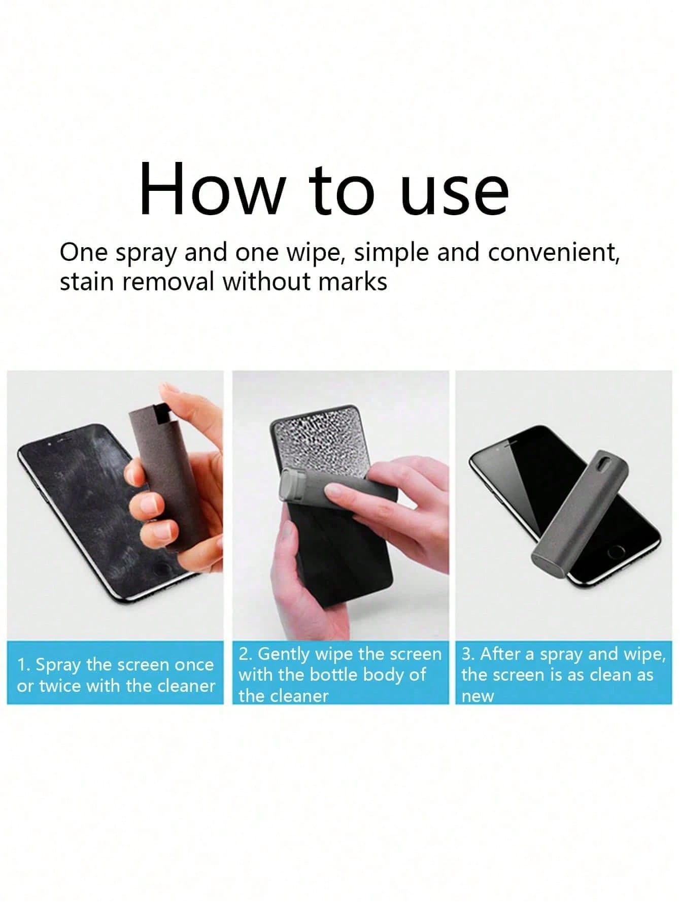 15ml Scratch-Free Screen Cleaning Solution, Car Cleaning Supplies, With Microfiber Cleaning Cloth, Suitable For All Phone, Laptop And Tablet Screens, Portable Screen Cleaning Kit, Women's Car Accessor