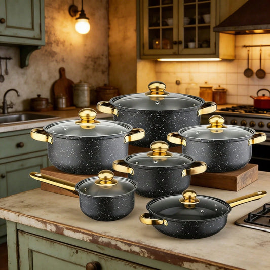 18pcs Non-Stick Cookware Set, Include Milk Pot, Soup Pot & Frying Pan, Stainless Steel Body With Heat-Resistant Lids For Kitchen Cooking