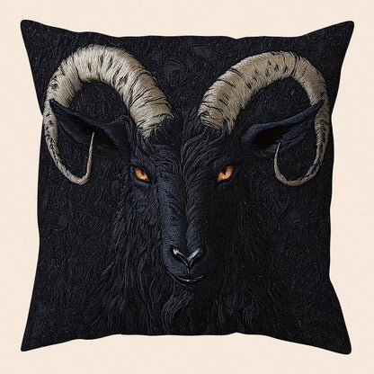 1pc 2D Flat Printing Vintage Style Goat Design Pillowcase, Non-Real Embroidery 18x18 Inches, Short Plush Polyester, Single-Side Print, Zipper Closure, Machine Washable, For Car, Home, Room, Party Deco