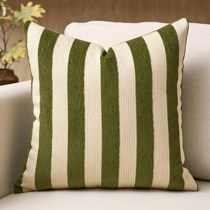 1pc/2pcs Beige-Camel Striped Chenille Decorative Throw Pillow Cover, Soft Modern Abstract Bohemian Style Home Decor Cushion For Sofa, Bedroom, Living Room, All Seasons, Also Suitable As Gift