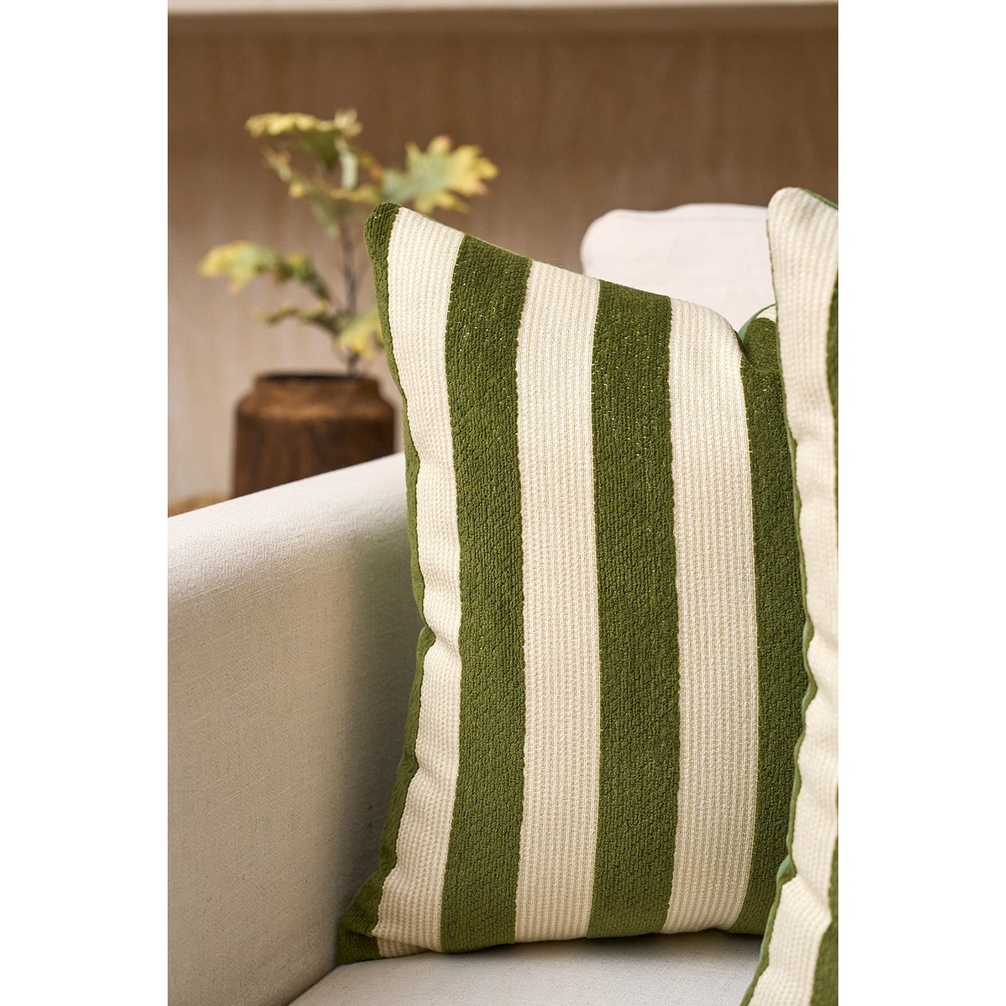 1pc/2pcs Beige-Camel Striped Chenille Decorative Throw Pillow Cover, Soft Modern Abstract Bohemian Style Home Decor Cushion For Sofa, Bedroom, Living Room, All Seasons, Also Suitable As Gift