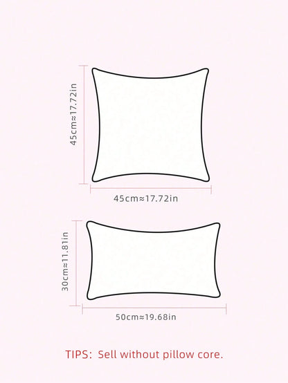 1pc/2pcs Blue & White Geometric Line Flannel Embroidered Pillow Cover, Canvas Fabric, Nordic Style, Living Room, Bedroom, Sofa, Car Waist, Headboard Cushion, Holiday Party Decor, No Pillow Insert, 30*