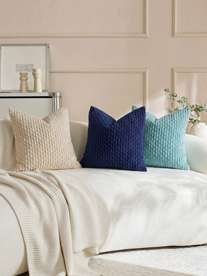 1pc/2pcs Bohemian Striped Throw Pillow Cover (Pillow Insert Not Included), Soft Plush Corduroy Solid Color Decorative Square Pillow Case, Suitable For Holiday, Sofa, Bedroom, Bed, All Seasons Use.