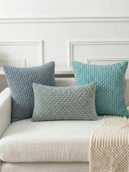 1pc/2pcs Bohemian Striped Throw Pillow Cover (Pillow Insert Not Included), Soft Plush Corduroy Solid Color Decorative Square Pillow Case, Suitable For Holiday, Sofa, Bedroom, Bed, All Seasons Use.