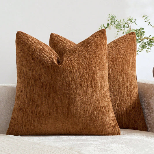 1pc/2pcs Brick Red (Pillow Insert Not Included) Multi-Color Textured Throw Pillow Cover, Modern Farmhouse Chenille 3D Textured Soft Breathable Cushion Cover, Suitable For Daily Bedroom, Dining Room, B