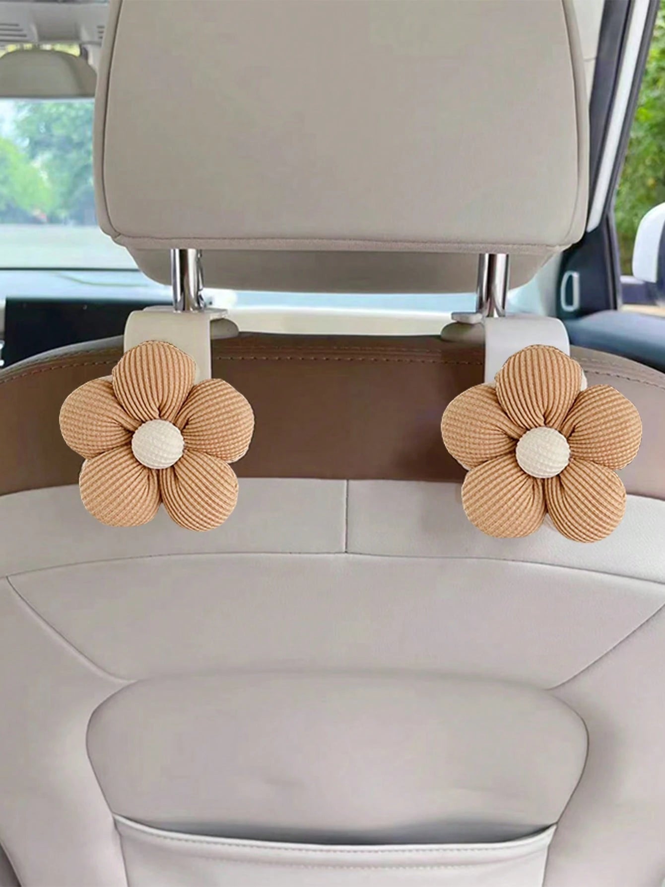 1pc/2pcs Cute Flower Car Headrest Hook, Multi-Functional Rear/Front Hanging Hook, Retractable Car Storage Hook
