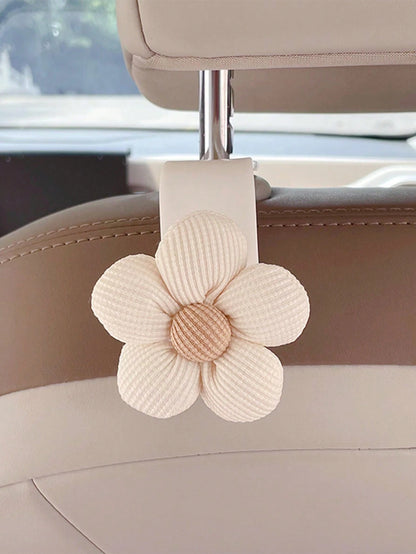 1pc/2pcs Cute Flower Car Headrest Hook, Multi-Functional Rear/Front Hanging Hook, Retractable Car Storage Hook