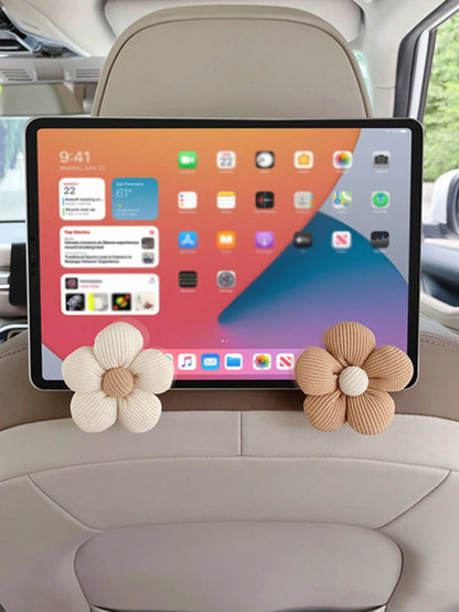 1pc/2pcs Cute Flower Car Headrest Hook, Multi-Functional Rear/Front Hanging Hook, Retractable Car Storage Hook