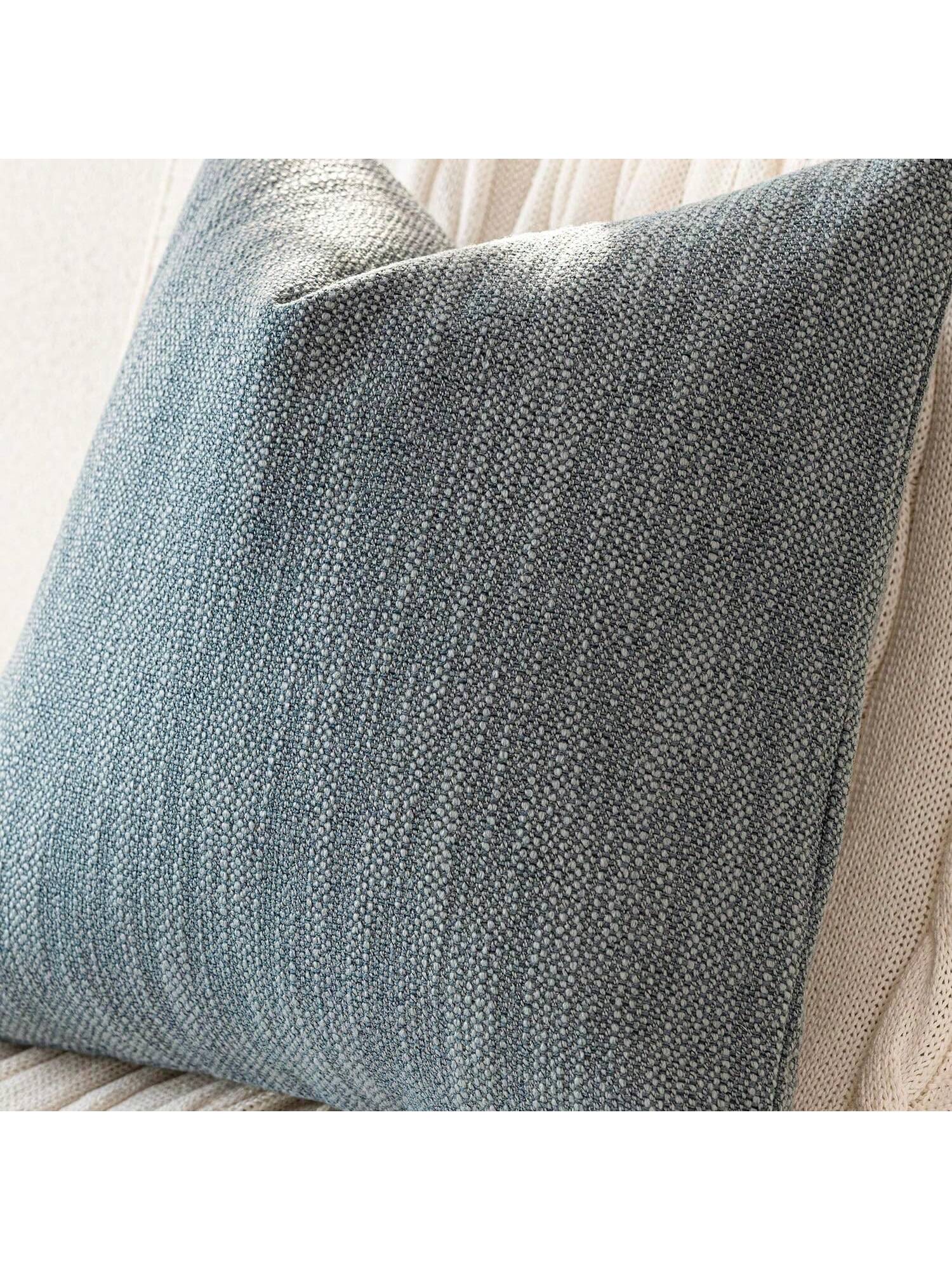 1pc/2pcs Grey-Blue Luxury Pillowcase, Bohemian Style Decorative Textured Coarse Linen Fabric, Rugged Linen Craftsmanship, Suitable For Sofa, Living Room, Bedroom, Floor, Bench, Car, Office, Cafe And O
