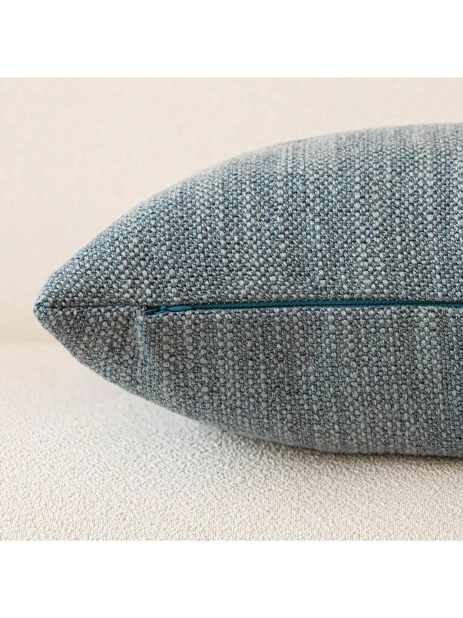 1pc/2pcs Grey-Blue Luxury Pillowcase, Bohemian Style Decorative Textured Coarse Linen Fabric, Rugged Linen Craftsmanship, Suitable For Sofa, Living Room, Bedroom, Floor, Bench, Car, Office, Cafe And O