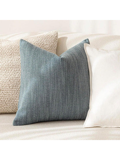 1pc/2pcs Grey-Blue Luxury Pillowcase, Bohemian Style Decorative Textured Coarse Linen Fabric, Rugged Linen Craftsmanship, Suitable For Sofa, Living Room, Bedroom, Floor, Bench, Car, Office, Cafe And O