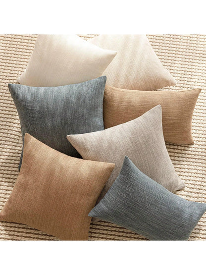 1pc/2pcs Grey-Blue Luxury Pillowcase, Bohemian Style Decorative Textured Coarse Linen Fabric, Rugged Linen Craftsmanship, Suitable For Sofa, Living Room, Bedroom, Floor, Bench, Car, Office, Cafe And O