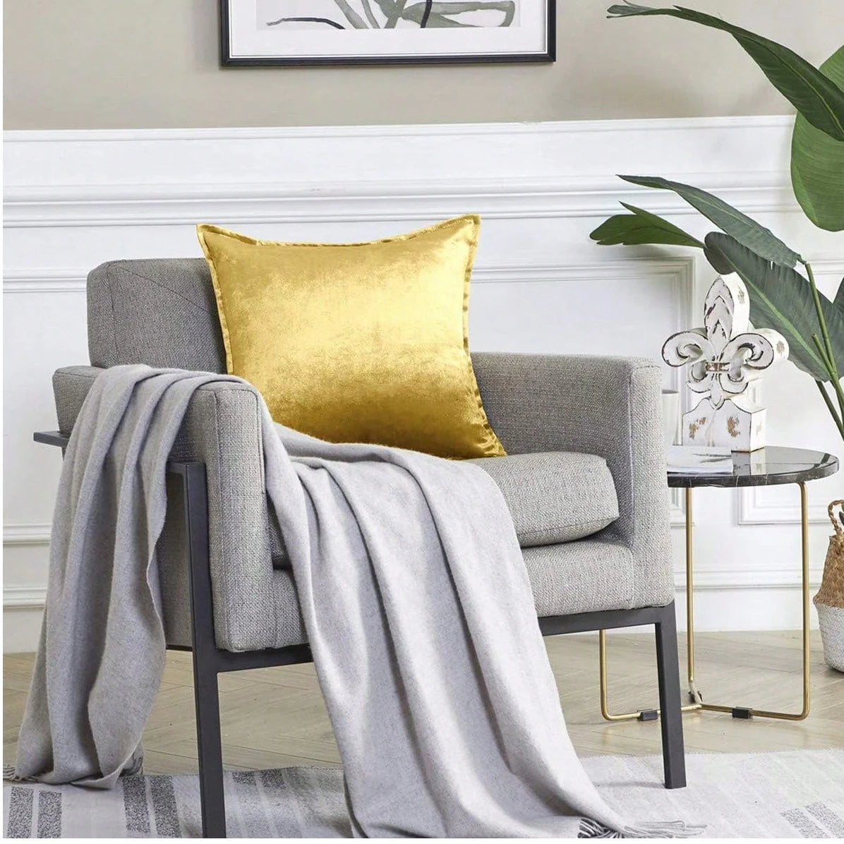 1pc/2pcs Plain Cushion Cover Without Filler,Velvet Pillowcase For Sofa, Home Decoration